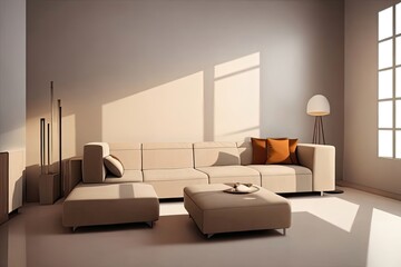 Luxury living room with comfortable furniture and electric lighting equipment. Luxury Home Interior Design with Comfortable Furniture and Elegant Lighting