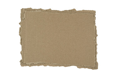 Trozo de cart&oacute;n marr&oacute;n recortado sobre fondo blanco