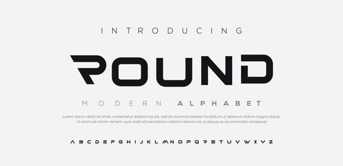 ROUND  Modern Bold Font. Regular Italic Number Typography urban style alphabet fonts for fashion, sport, technology, Crypto, digital, movie, logo design, vector illustration