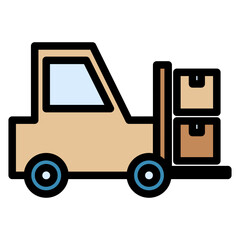 Forklift Outline Color Icon. Included in Delivery Pack Icon.