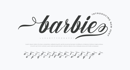 Barbie luxury elegant typography vintage serif font wedding invitation logo music fashion property - obrazy, fototapety, plakaty