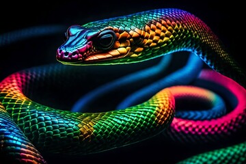 green snake on black background colourful illustion background,snake in the background ,snake on a branch ,green lizard on a black background,chameleon on a black ,colourful tubes background