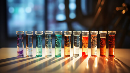 microbiology research with test tubes and pipette in laboratory