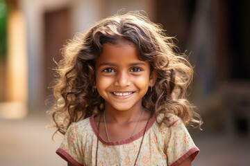 an india kid girl smile at camera