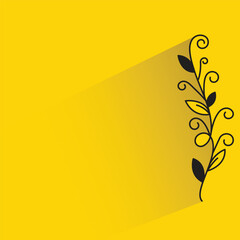 flower and leaves with shadow on yellow background