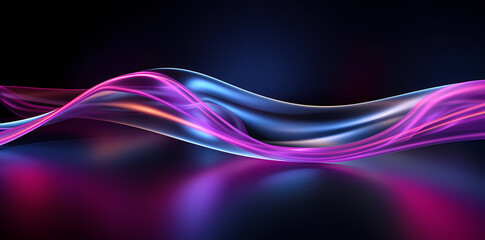 an image of a light trail in neon, in the style of magenta and aquamarine, neon art nouveau, colorful curves, 3d, light violet and black, abstraction-création, large canvas format