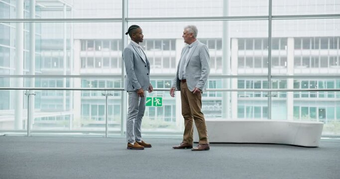 Handshake, welcome and black man with ceo for collaboration, partnership and office meeting. Shaking hands, introduction and manager with employee for business deal, crm agreement and b2b cooperation