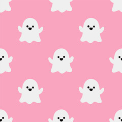 Cartoon ghost vector seamless pattern background.