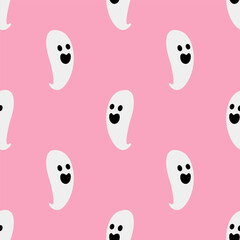 Cartoon ghost vector seamless pattern background.