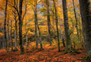 Obraz premium Autumn Alchemy: Vermont's Forests Ablaze with Color.