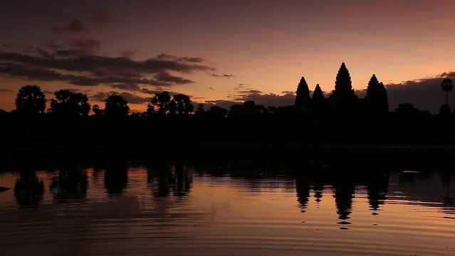 Angkor Wat castle silhouette Before sunrise, Siem Reap. Cambodia