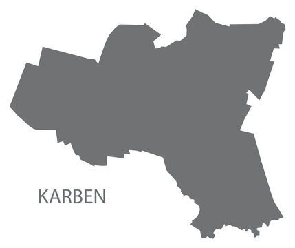 Karben German city map grey illustration silhouette shape