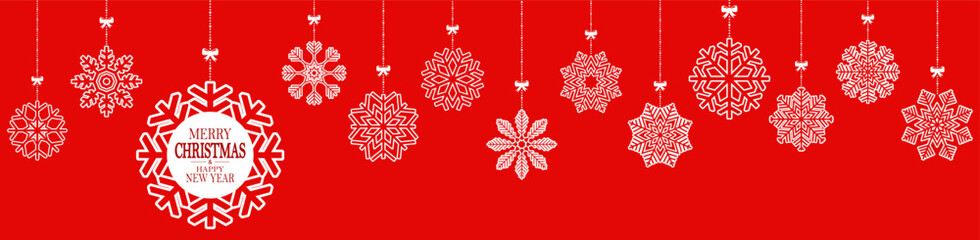 hanging snow stars banner for christmas greetings time - 677071626
