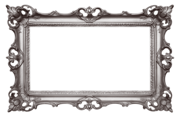 Rectangular silver frame with a decorative pattern, cut out