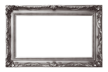 Rectangular silver frame with a decorative pattern, cut out