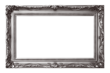 Rectangular silver frame with a decorative pattern, cut out