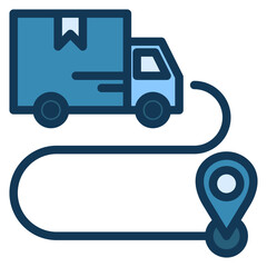 Route Blue Icon. Included in Delivery Pack Icon.