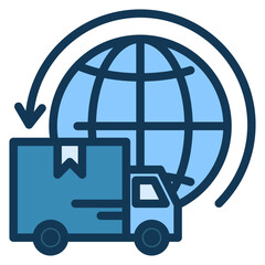Logistics Blue Icon. Included in Delivery Pack Icon.