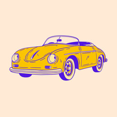 classic retro car illustration design 2