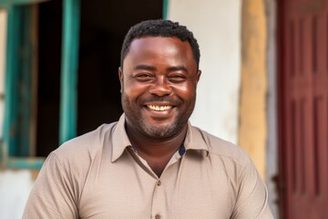 Obraz premium An african man middle-age smile at camera