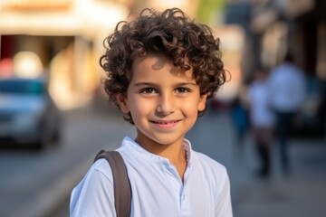 an arab little boy smile at camera - obrazy, fototapety, plakaty