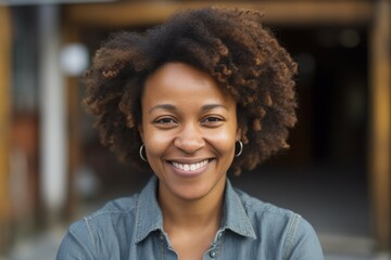 An african woman middle-age smile at camera