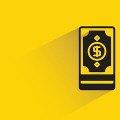 dollar bank with shadow on yellow background