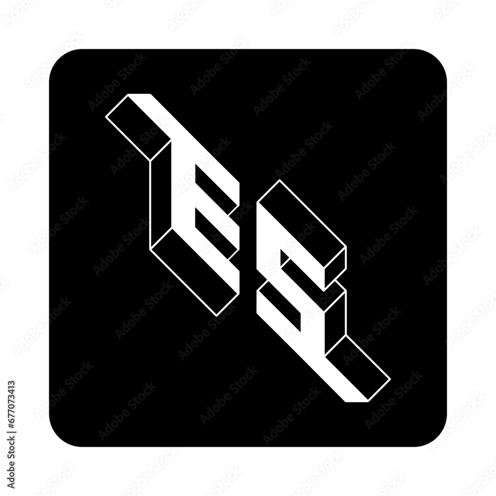 Poster three-dimension letter and number. e and 5 logo. e5 - monogram or logotype. isometric 3d font for de