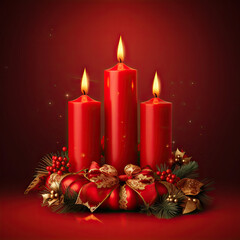 Christmas Template in red with Advent Wreath and Candles