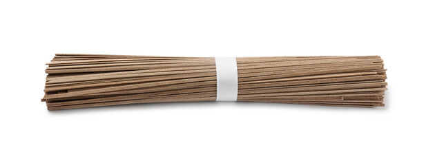 Uncooked buckwheat noodles (soba) isolated on white