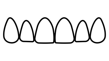 Contours tooth upper jaw, frontal teeth incisors and canines © brovarky