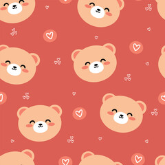 Seamless pattern with cute cartoon bears, for fabric prints, textiles, gift wrapping paper. colorful vector for children, flat style