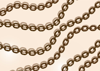 Metal chain made of gold. Realistic seamless wavy chains. Template for your design. Vector