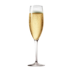Champagne glass isolated on white. Full champagne glass