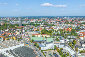 Augsburg in Schwaben im Luftbild, Blick über die Eichleitnerstraße zum Antonsviertel und zur...