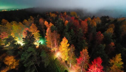 Fototapeta na wymiar 紅葉が美しい公園　森林