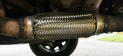 closeup view of a car exhaust 
