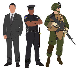 different occupations in uniform