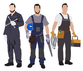  workers in uniform with tools