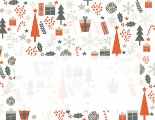クリスマスのオーナメントや雪の結晶がデザインされたクリスマスカード　３