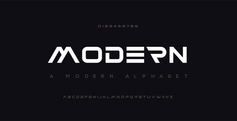 Modern abstract digital alphabet font. Minimal technology typography, Creative urban sport fashion futuristic font and with numbers. vector illustration