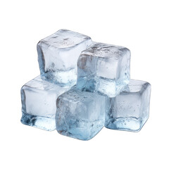 Ice Cubes in a Pile Isolated on Transparent or White Background, PNG