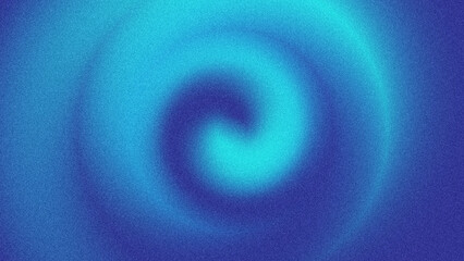 4K Elegant blue grainy gradient spiral vortex background. Blue rotation gradient with noise. Grainy liquid texture.