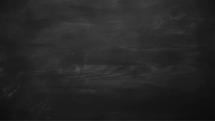 Tuinposter Dark black stone texture background. Chalk black board blackboard chalkboard background. Blank wide screen Real chalkboard background texture in college concept.  © Towhidul