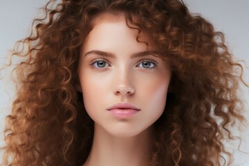 close up Woman with dry frizzy and thirsty natural curly hair