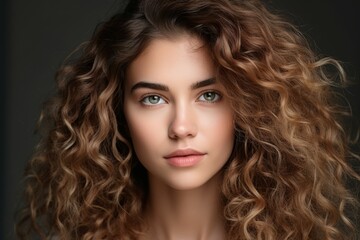 close up Woman with dry frizzy and thirsty natural curly hair