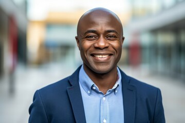 Fototapeta premium an europan black man middle-age smile at camera