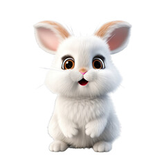 Fototapeta premium Cute Bunny Rabbit Isolated on Transparent or White Background, PNG