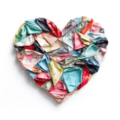 Colorful paper heart on white background