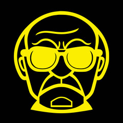 black and yellow skull